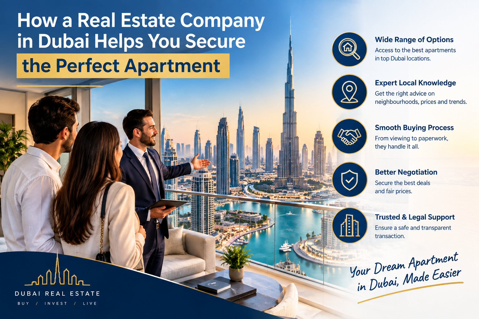 How a Real Estate Company in Dubai Helps You Secure the Perfect Apartment